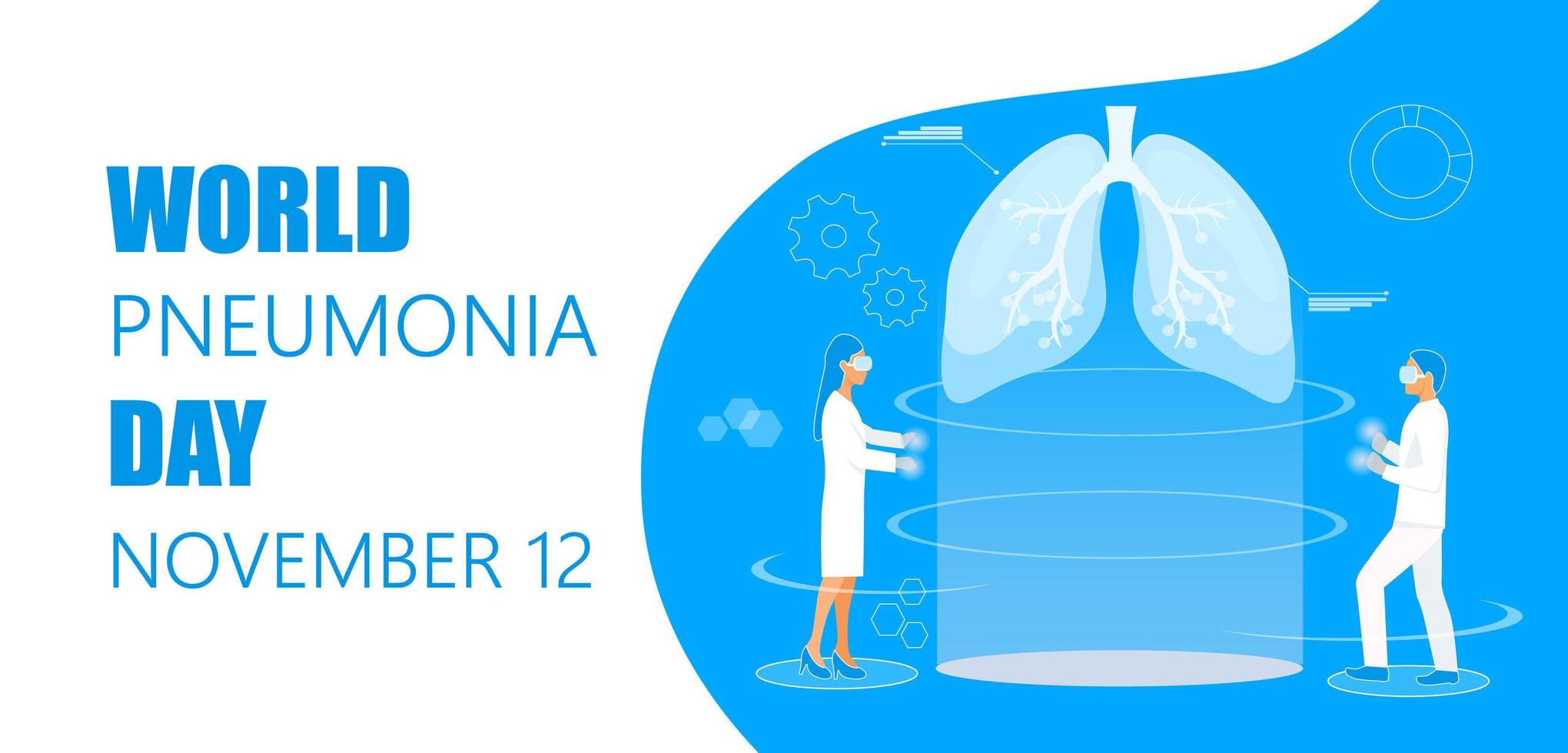 World Pneumonia Day concept of helath care in 12th November. vector