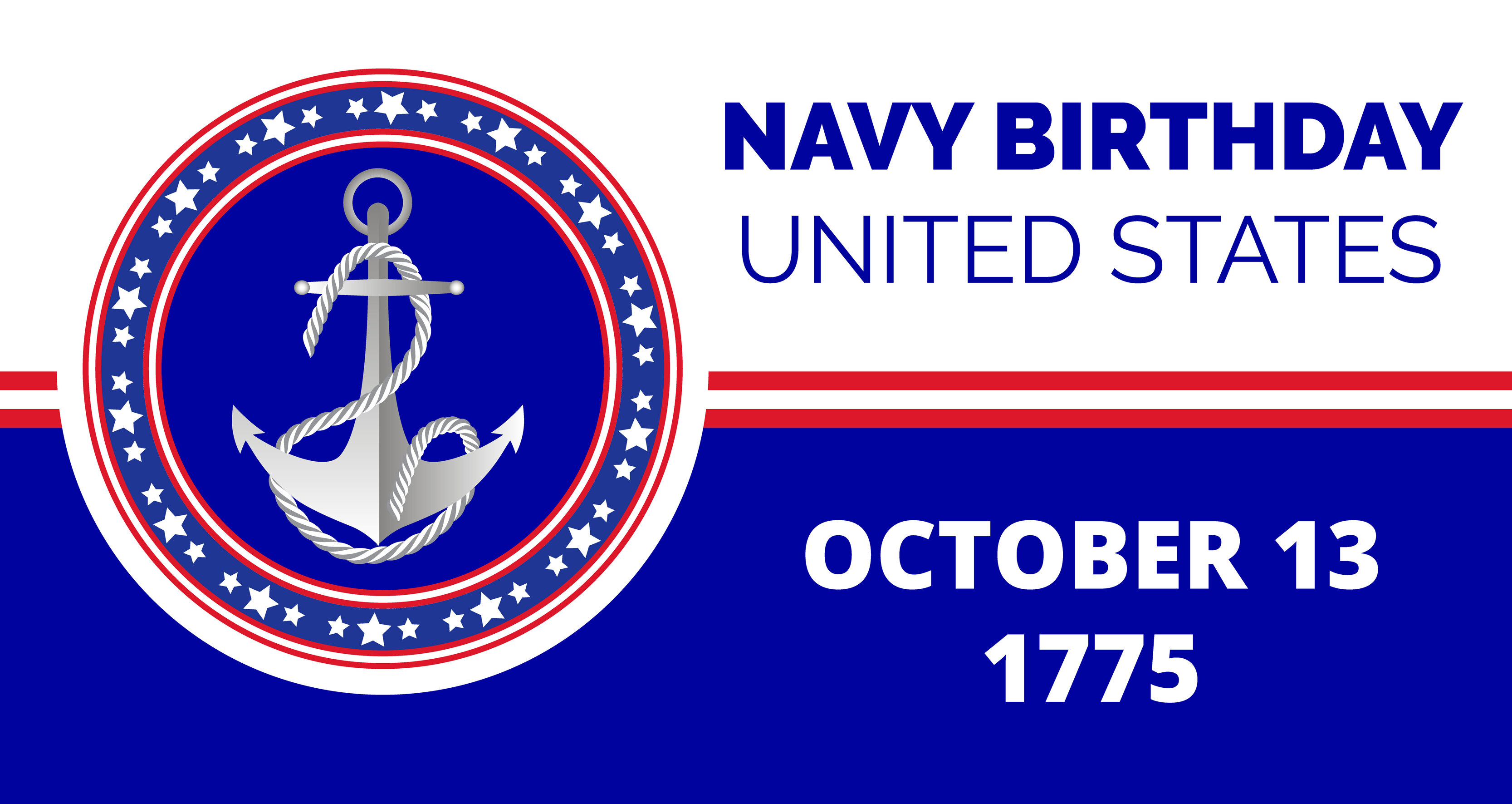 Navy birthday celebrated in 13th October 13th in United States. Emblem