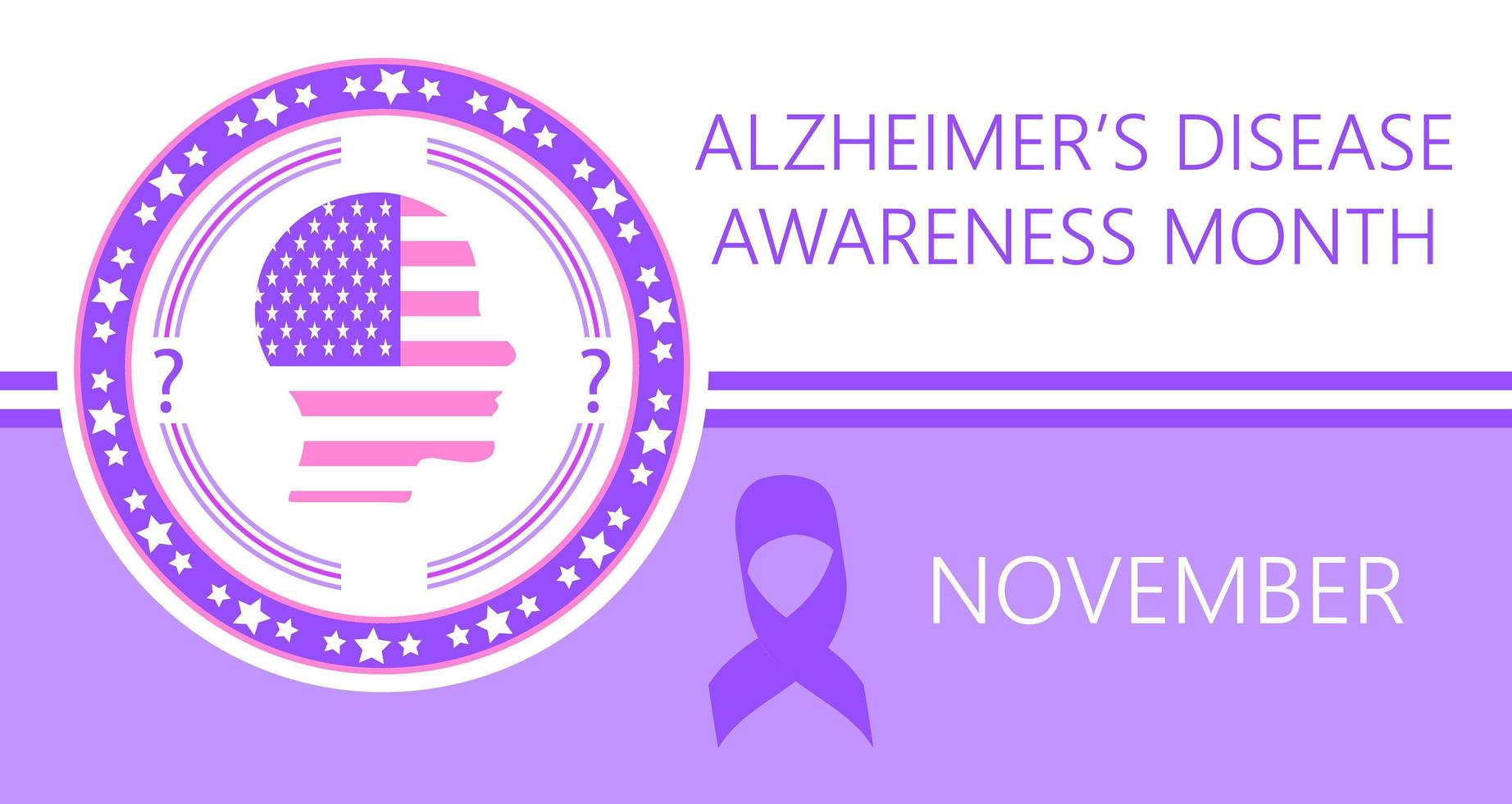 Alzheimer s Disease Awareness Month is organized on November in USA. vector