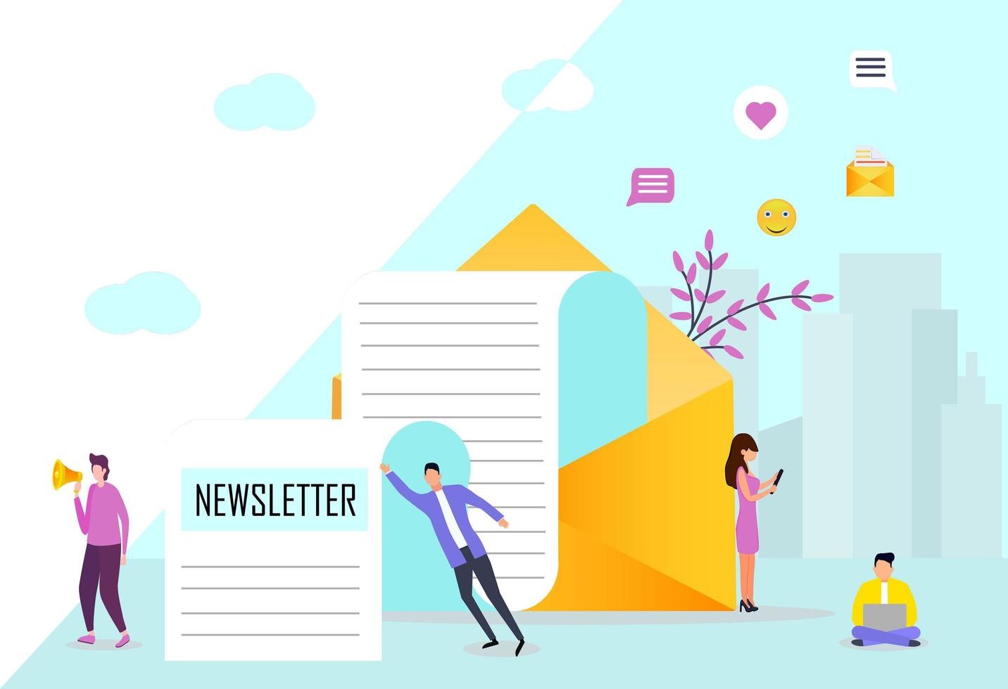 Group of people on social media with hashtag, people add more follower with hashtag, social media marketing, can use for, landing page, template, ui, web, background, poster, banner, flyer vector