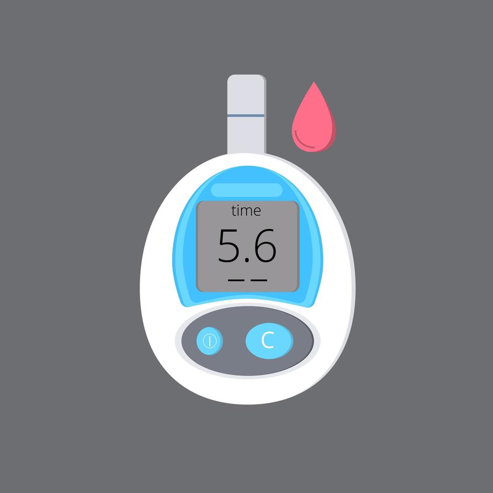 vector de icono de medidor de glucosa, dispositivo de medición de azúcar portátil