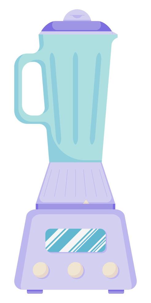 Electric mixer for smoothies, juices and mashed soups with buttons for different speeds, glass jug on a plastic stand in a flat style isolated on a white background vector