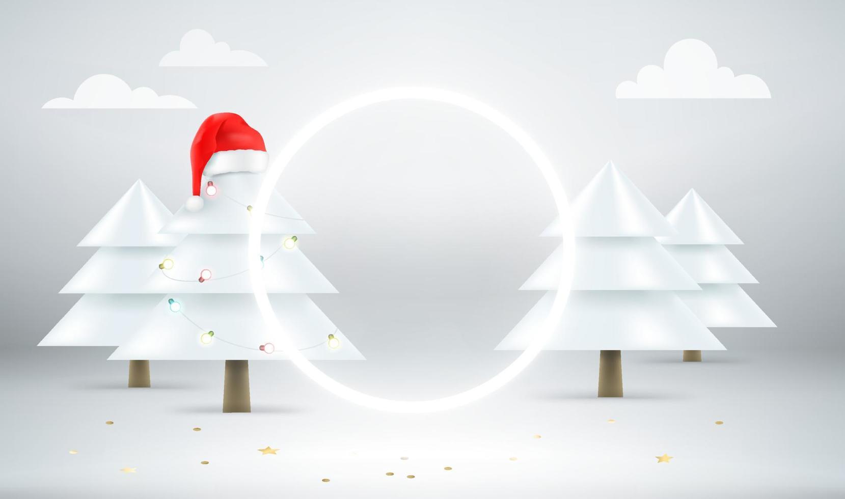 tarjeta de Navidad con marco brillante para un texto. Banner de vector 3d con espacio de copia