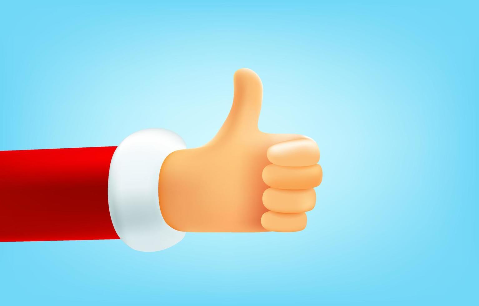 Thumbs up from Santa Claus. 3d vector illustration