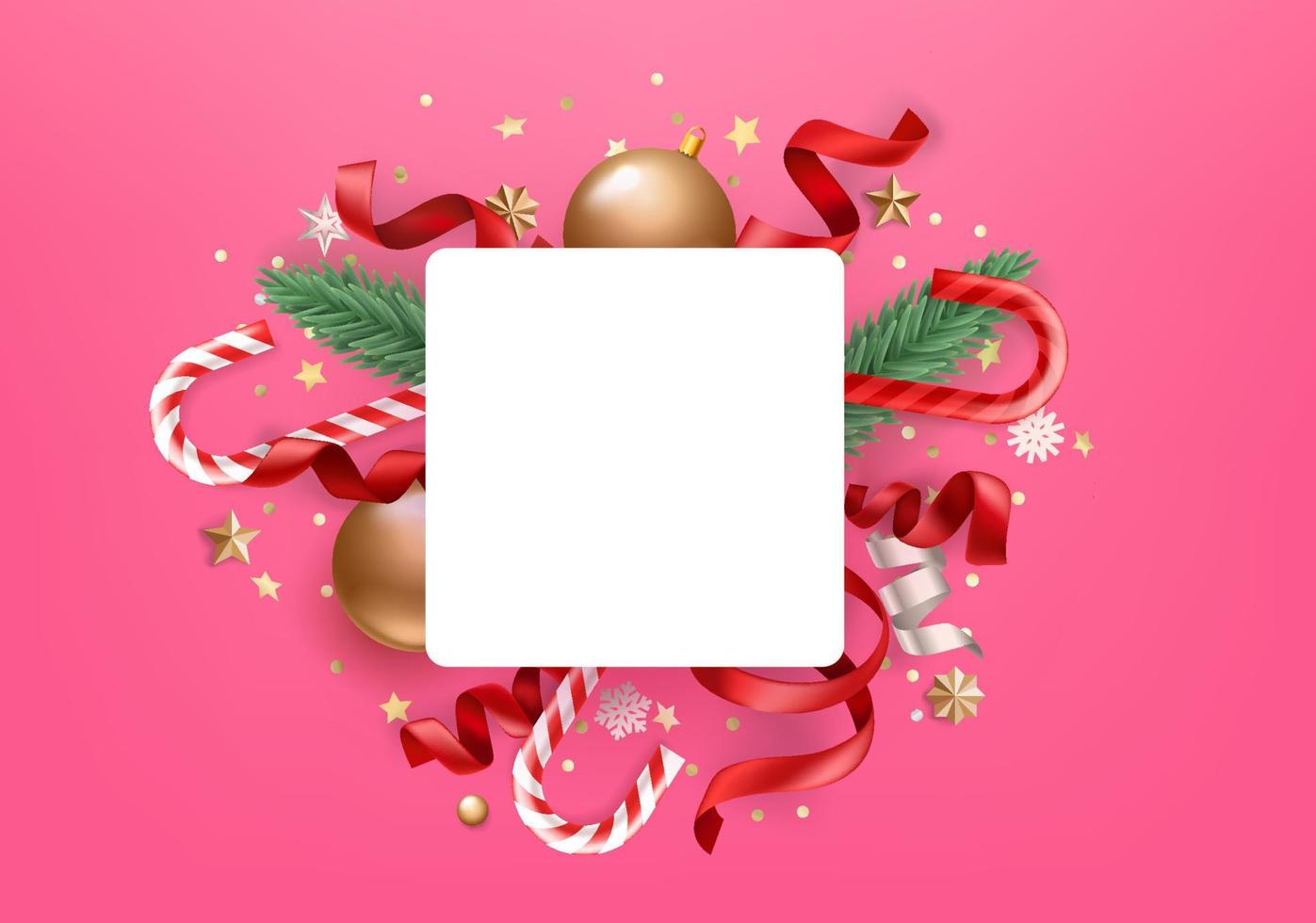Plantilla de vector de tarjeta de felicitación de Navidad con decoración de temporada y espacio de copia