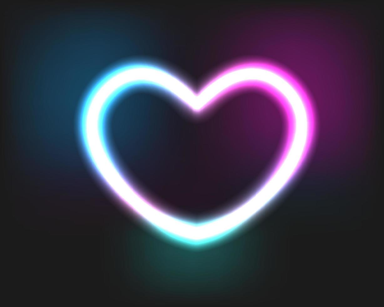 Neon heart. Neon glowing shape on dark background vector