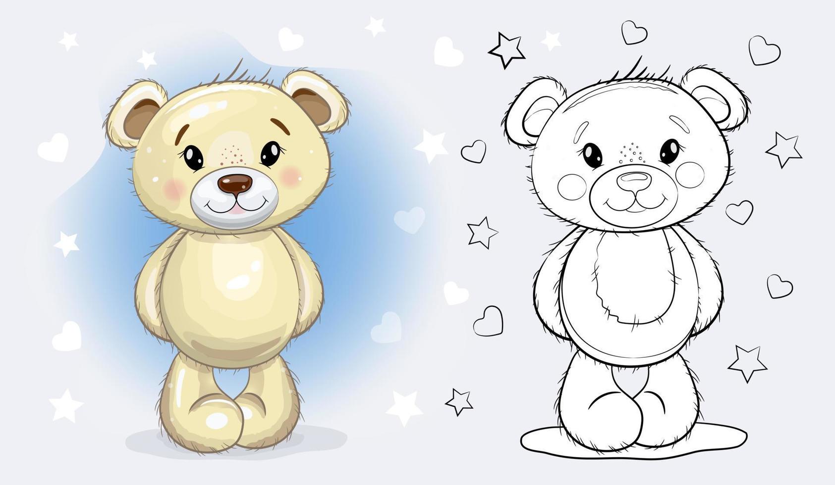 oso de peluche de dibujos animados lindo de Navidad. Ilustración de vector  de muñeca bebé. página para colorear. 4931439 Vector en Vecteezy