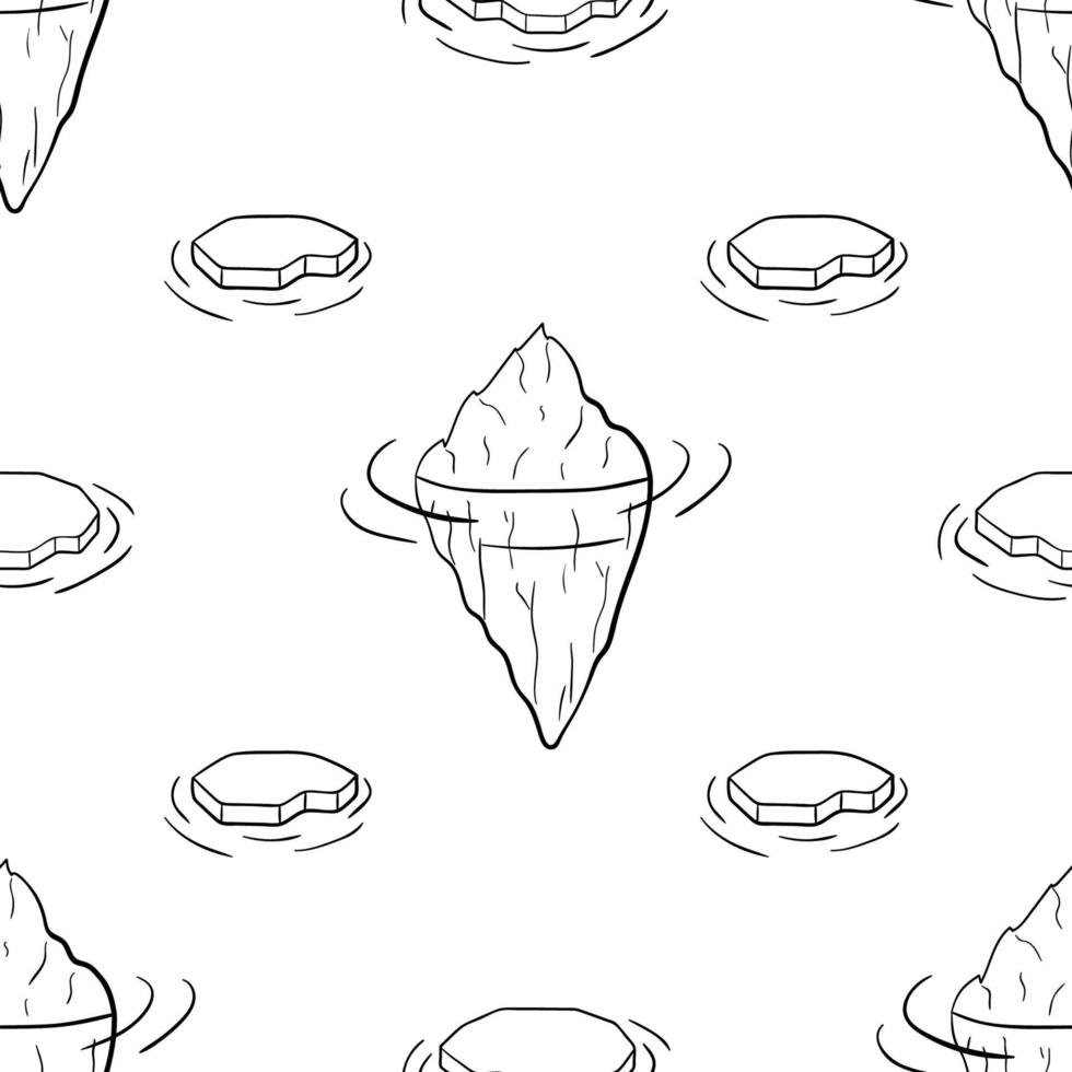 Doodle iceberg polar illustration seamless pattern. Cold arctic wallpaper vector