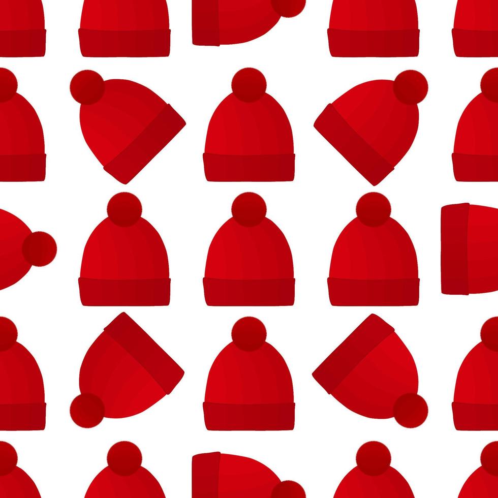 Illustration on theme pattern winter hats beanie vector