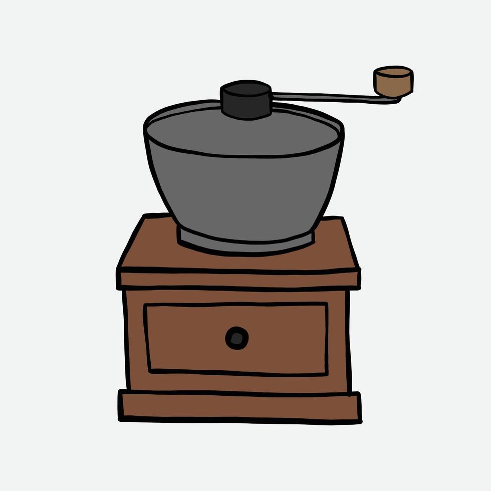 Doodle dibujo a mano alzada de molinillo de café en grano. vector