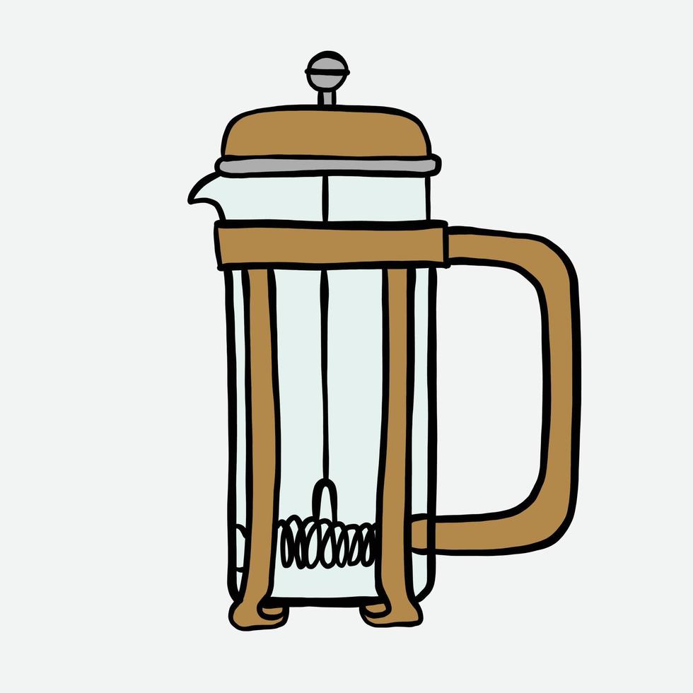 doodle freehand sketch drawing of coffee french press pot. vector