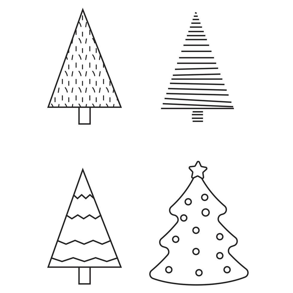 árbol de navidad, garabatos, imágenesprediseñadas, vector, ilustración, vacacionesset vector