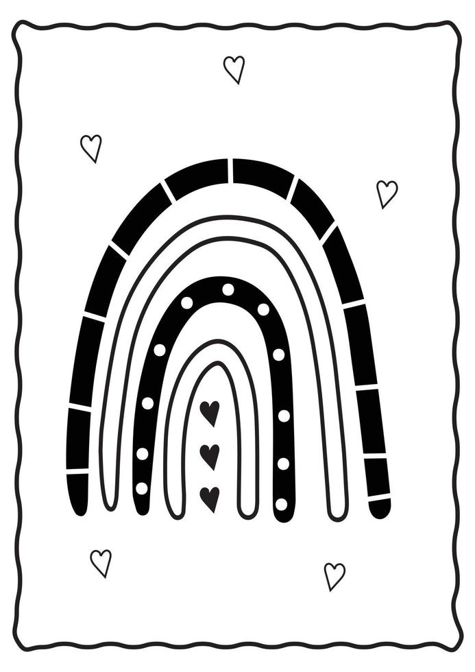 Coloring Pages Rainbow Bohemian Illustration Hand Drawn Drawing Doodle Printable Vector