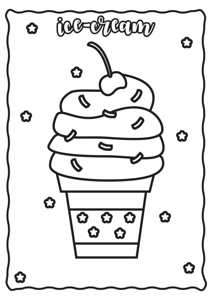 paginas para colorear helados actividad preescolar libro para colorear vector