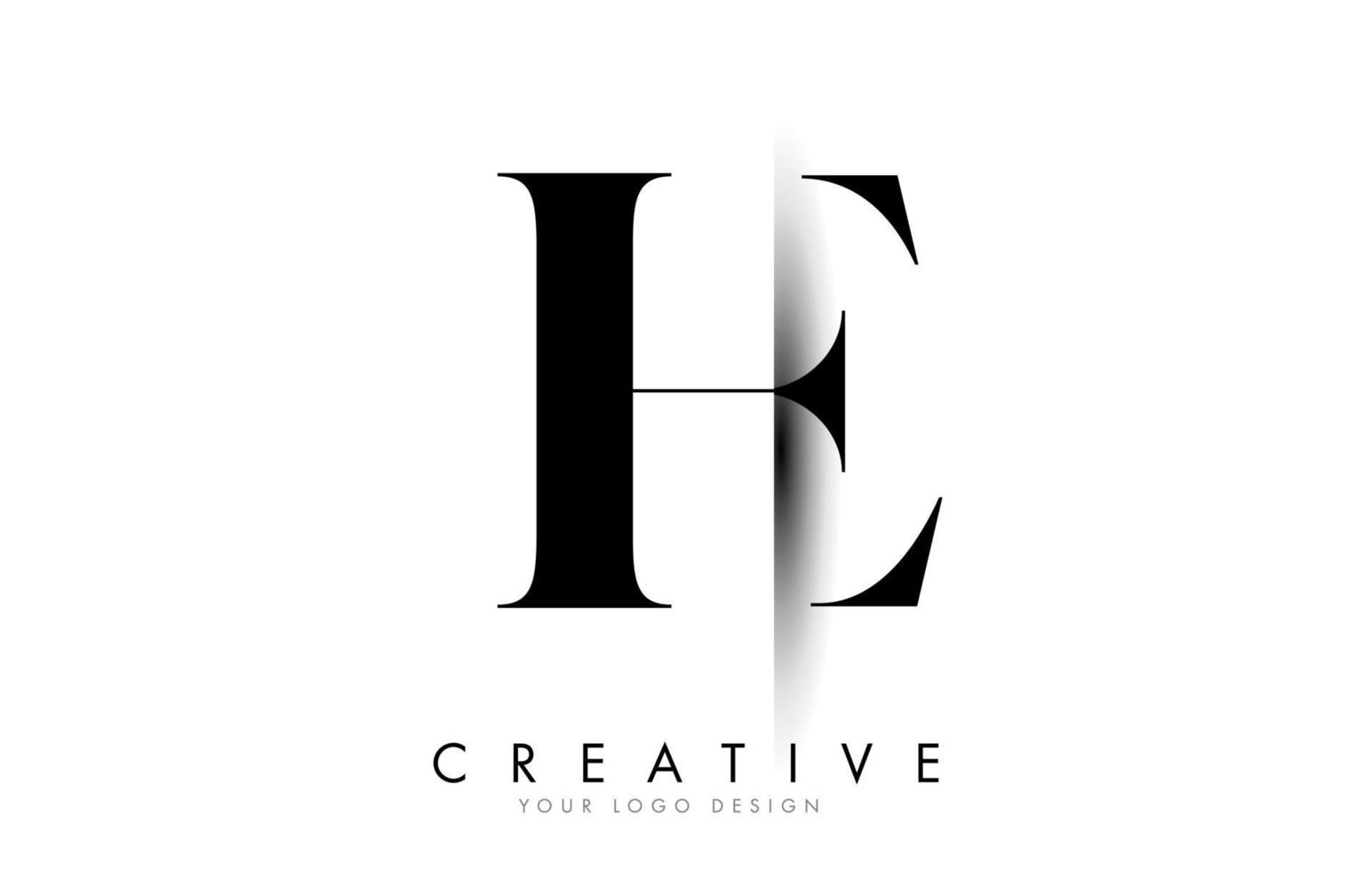 HE H E Letter Logo with Creative Shadow Cut Design. vector