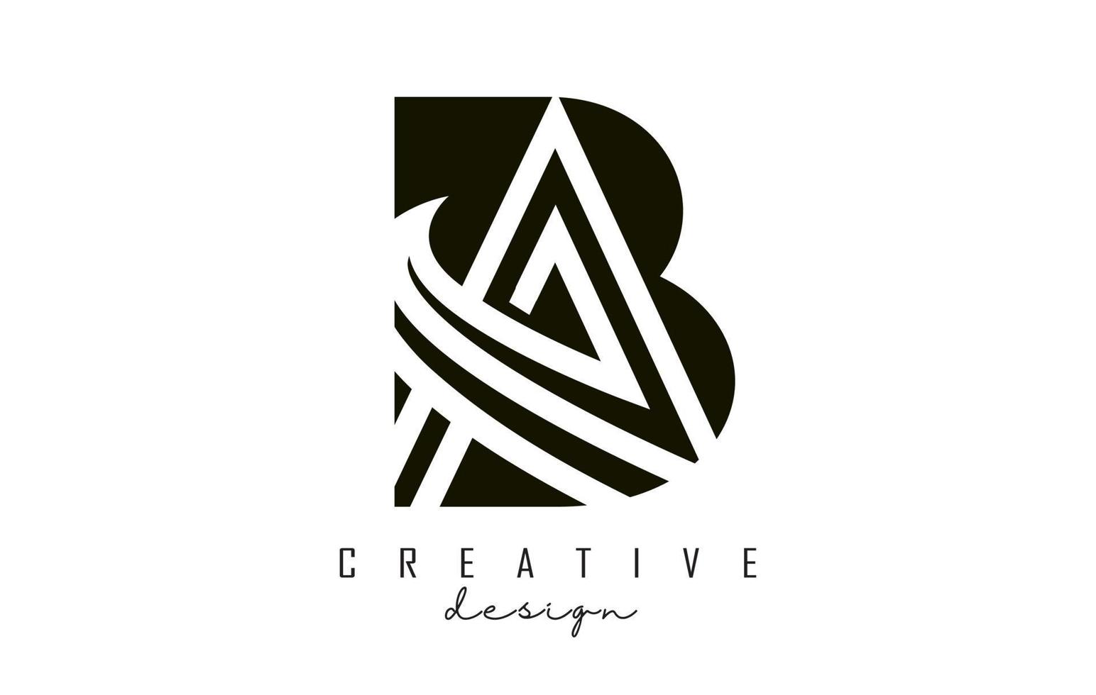 Monogram BA B A Letters Logo Design with Black and White Shapes and Layers. vector