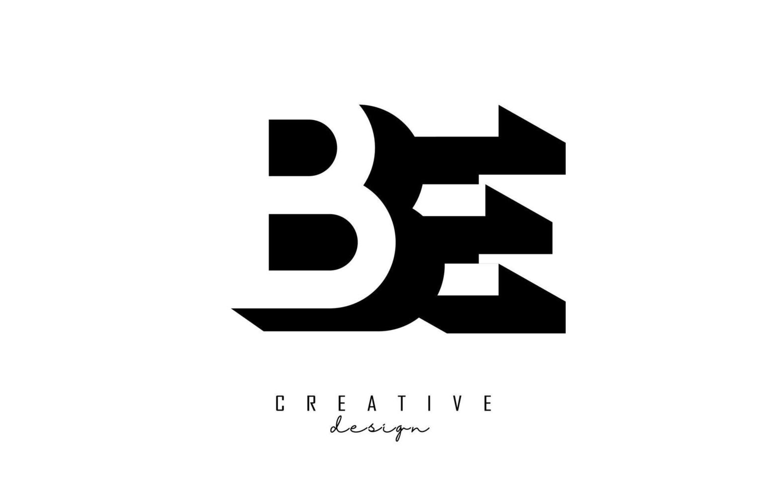 Logotipo de doble letra be con diseño de espacio negativo. letra b y e con tipografía geométrica. vector
