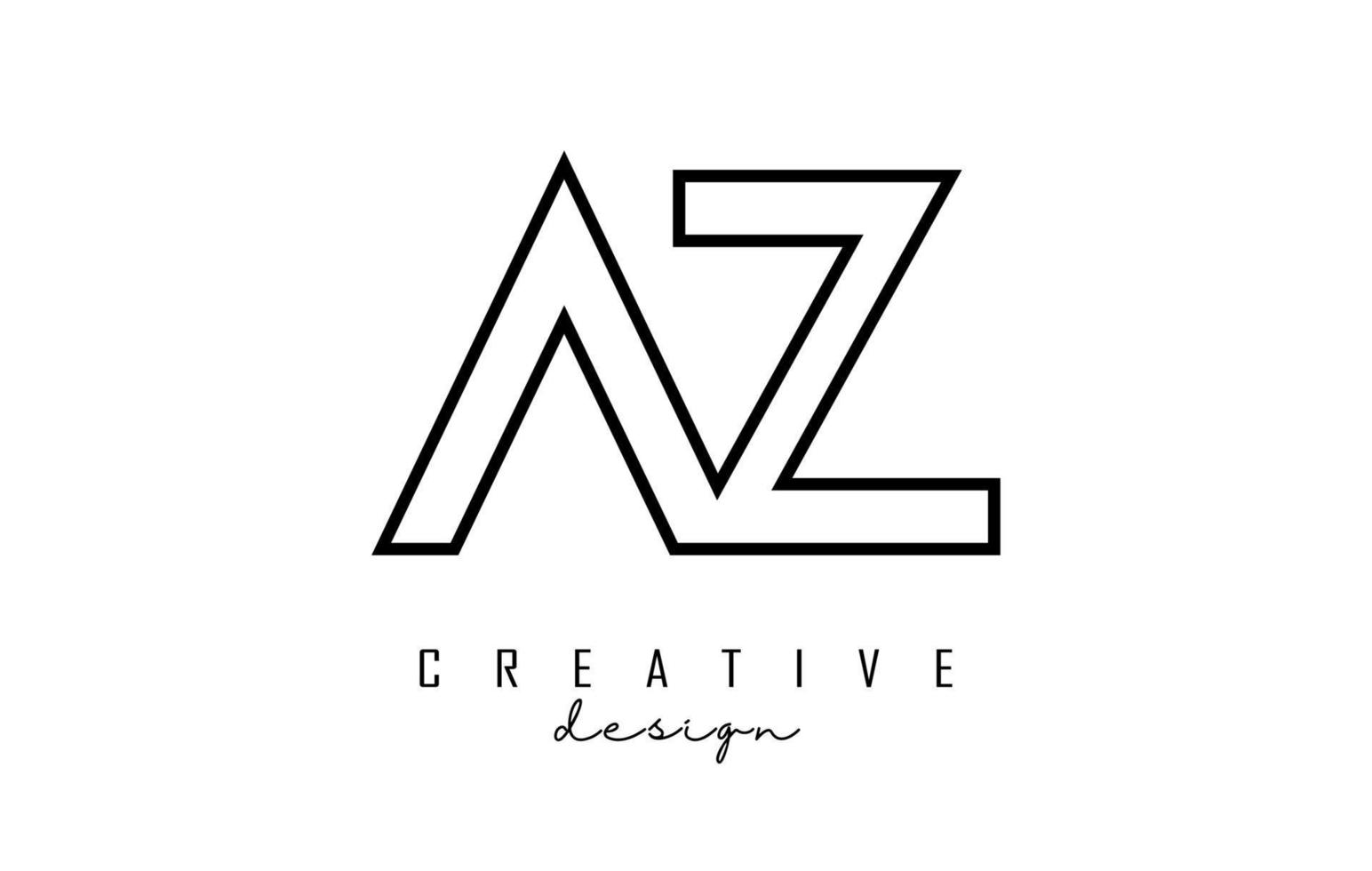Outline AZ letters logo with a minimalist design. Geometric letter logo. vector