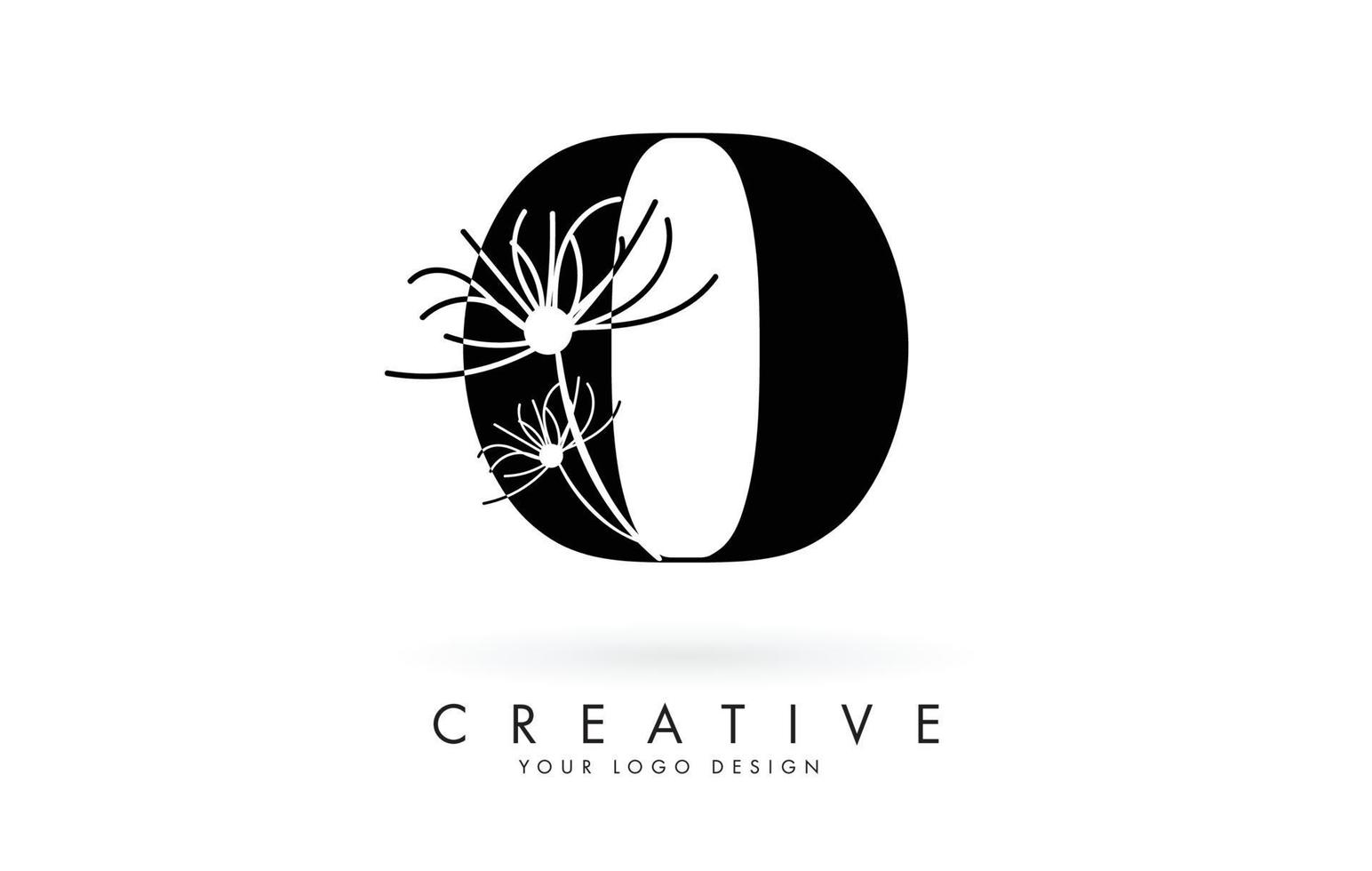 Diseño de logotipo de letra o con ilustración de vector de flores elegantes y abstractas.