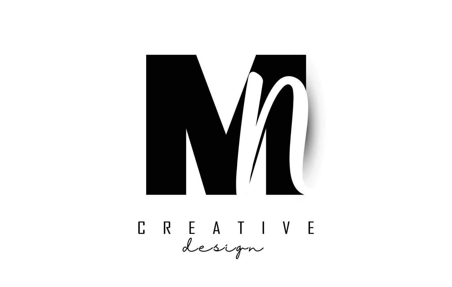 Logotipo de letras mn con un diseño minimalista. letras my n con tipografía geométrica y manuscrita. vector