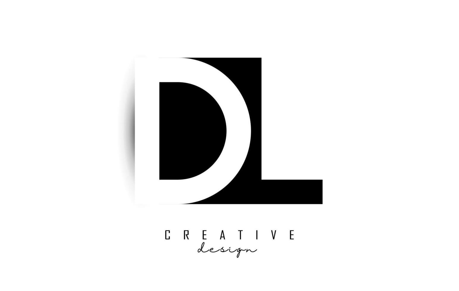 Logotipo de letras dl con diseño de espacio negativo en blanco y negro. letras d y l con tipografía geométrica. vector