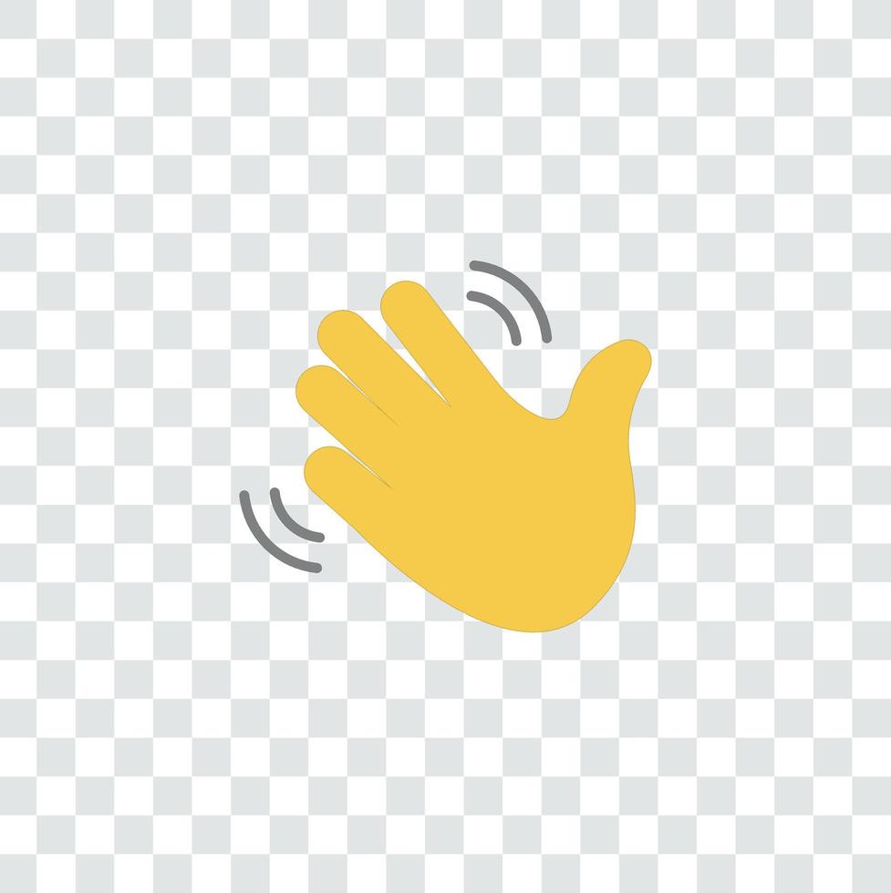 ión de la palma de la mano. redes sociales. icono de gesto de mano agitando amarillo. vector