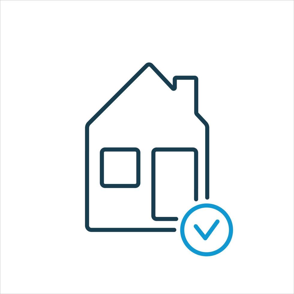 House line icon with check mark. Real estate agency. Inspection real estate line icon. Vector