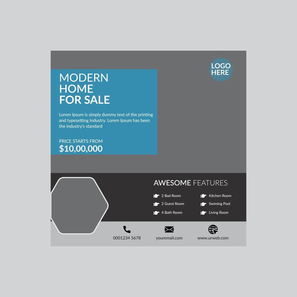 Modern home for sale social media banner and web banner Pro Vector