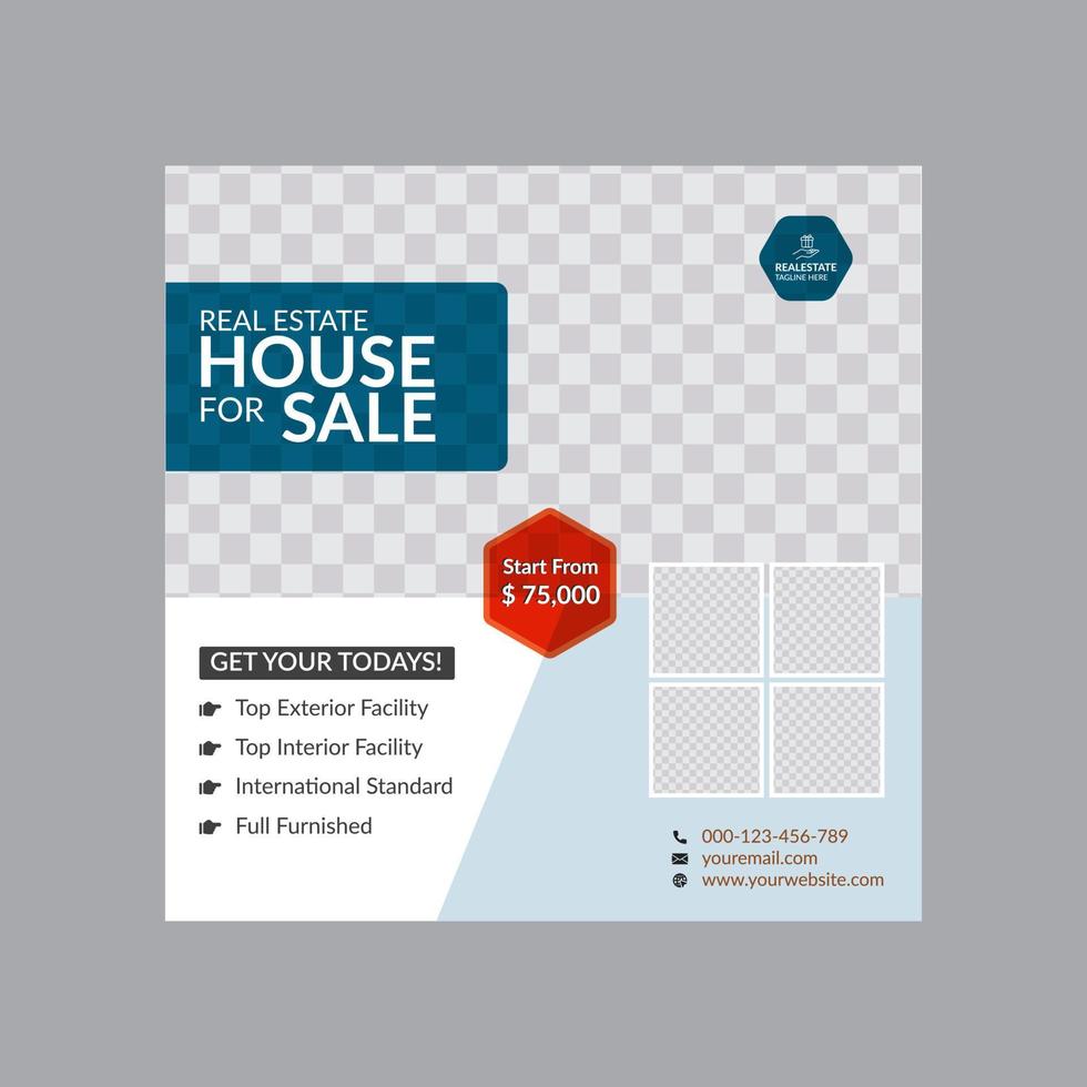 Real Estate Social Media Post Template. Real Estate Banner Design Pro Vector