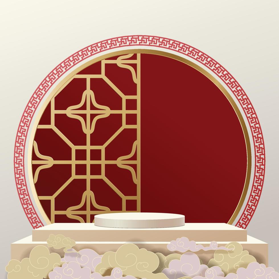 Abstract minimal mock up scene. podium for show product display. stage pedestal or platform. Chinese new year gold background . 3D vector