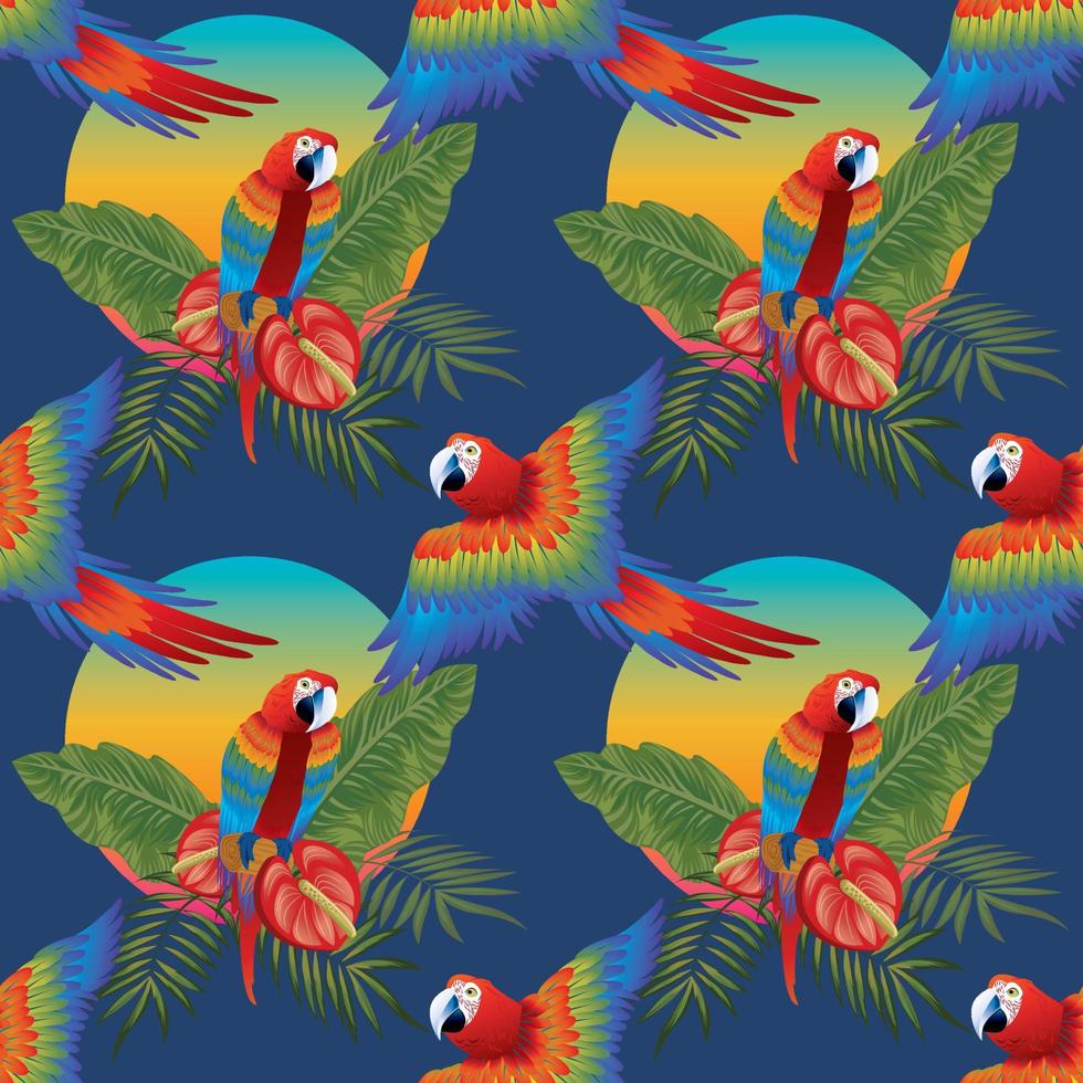 beautiful Tropical wildlife seamless pattern design background vector