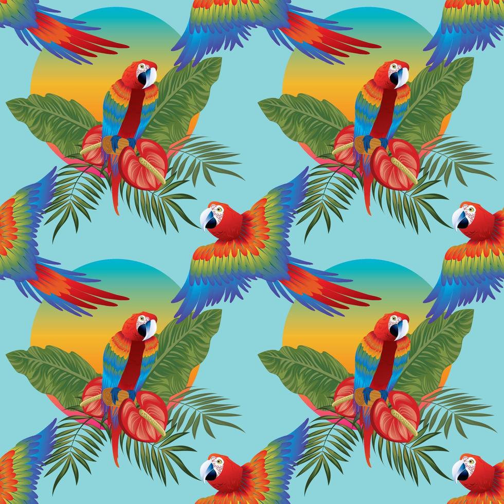 Tropical wildlife seamless beautiful pattern design background vector