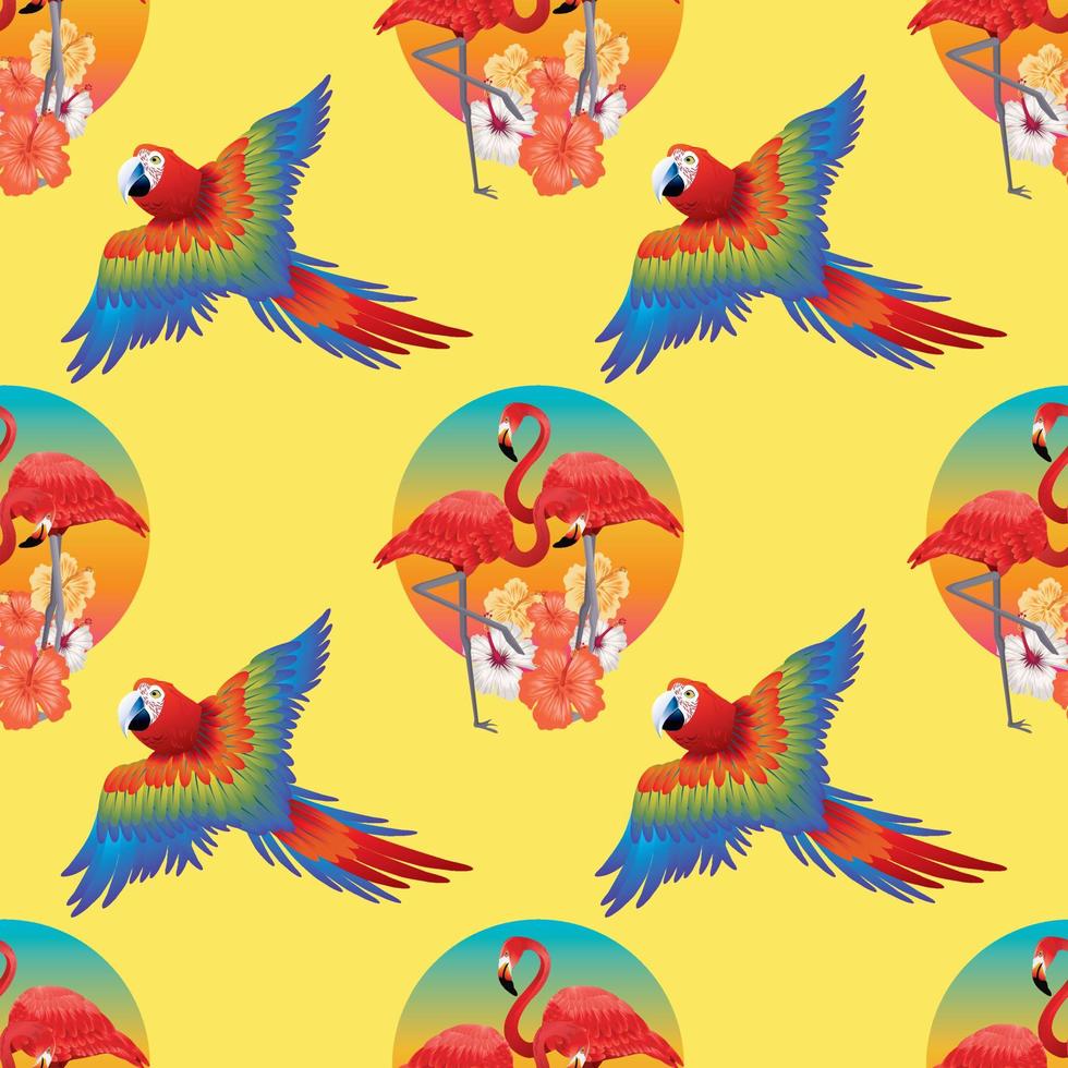 beautiful Tropical wildlife seamless pattern design vector