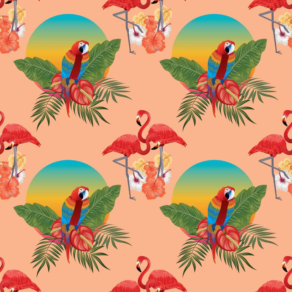 colorful Tropical wildlife seamless pattern design vector