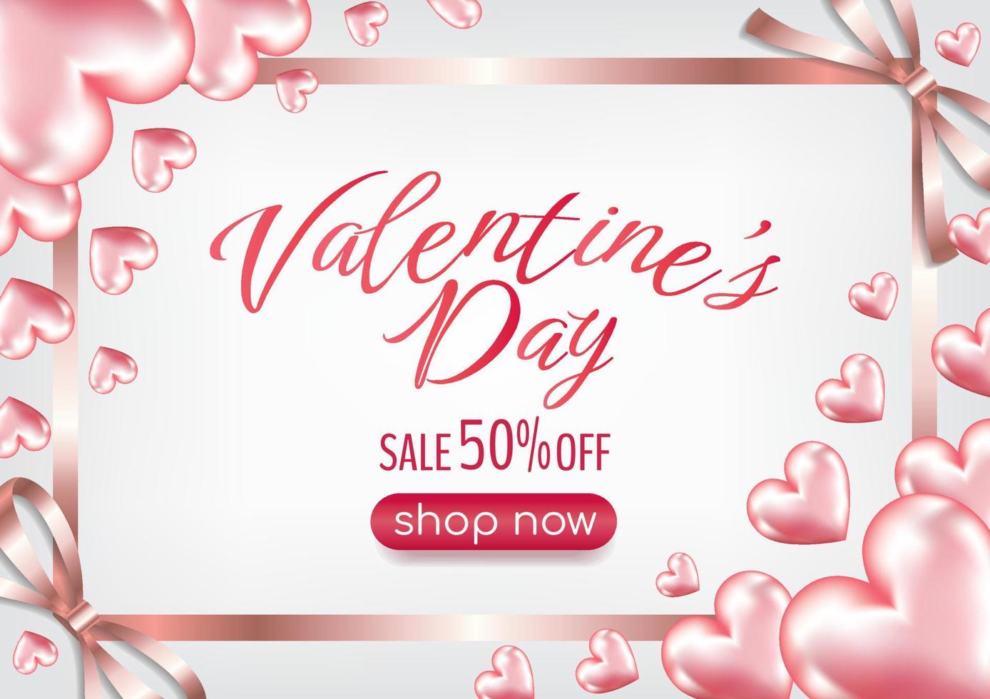 valentine's day sale promotion pink banner vector