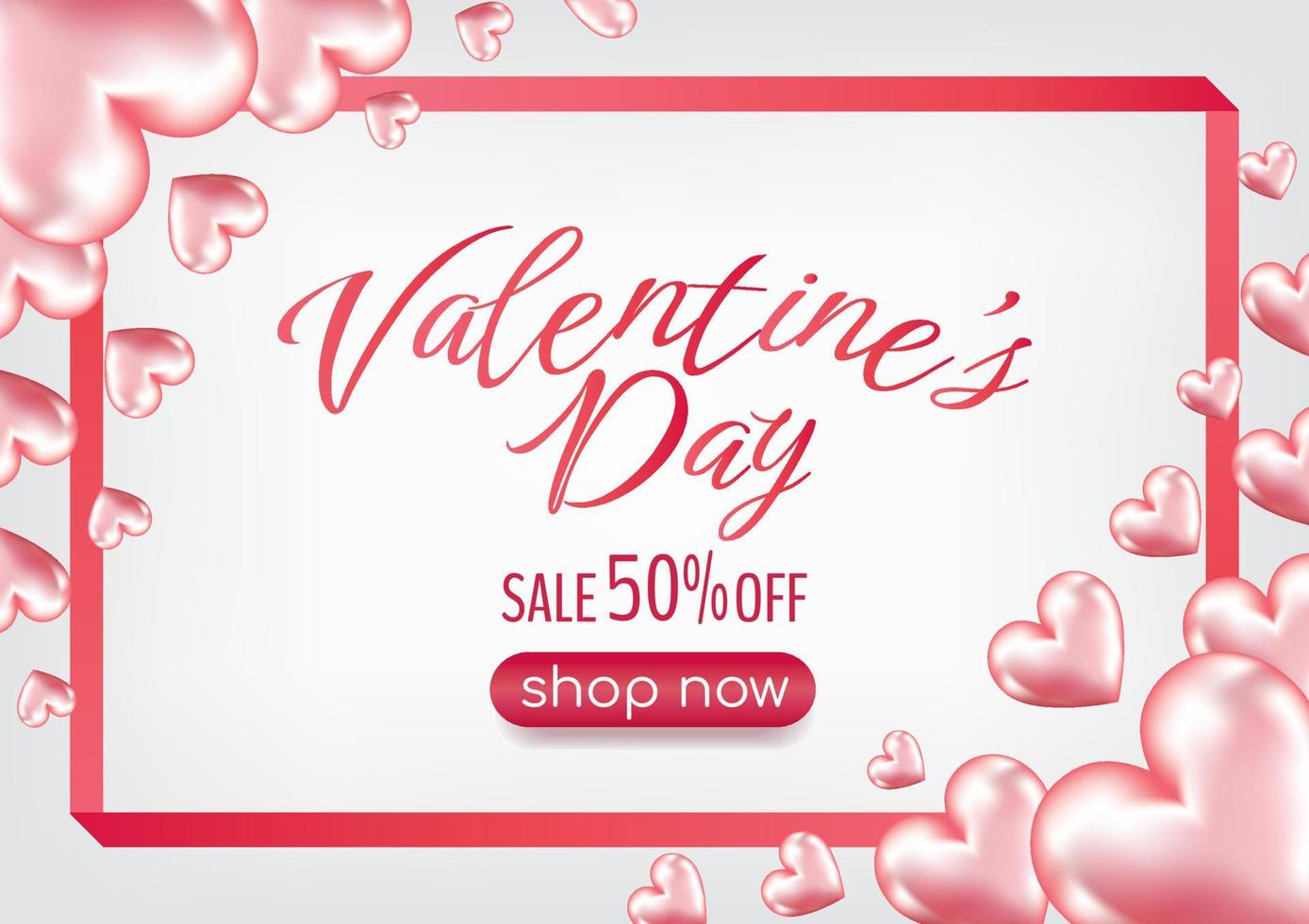 valentine's day sale promotion pink banner design for website vector