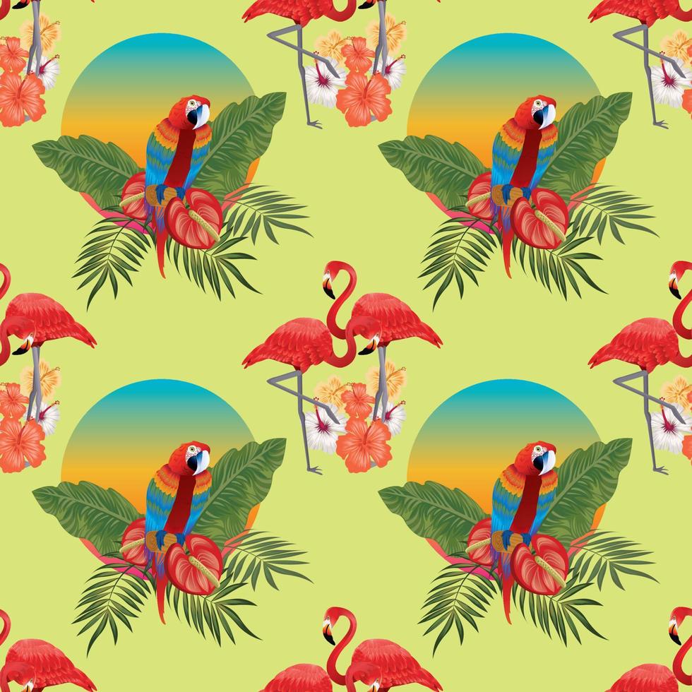 Tropical colorful wildlife seamless pattern vector