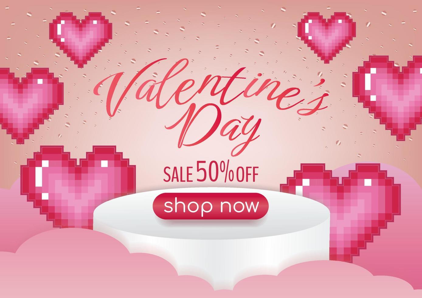 pink sweet hearts banner design for website vector