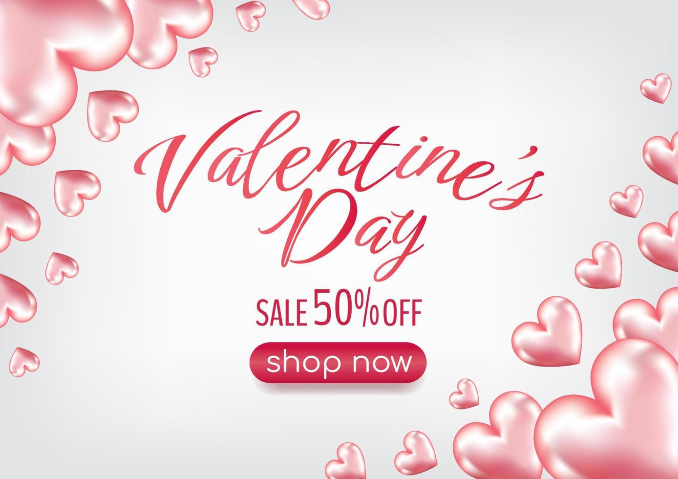 valentine's day sale promotion pink banner design website vector