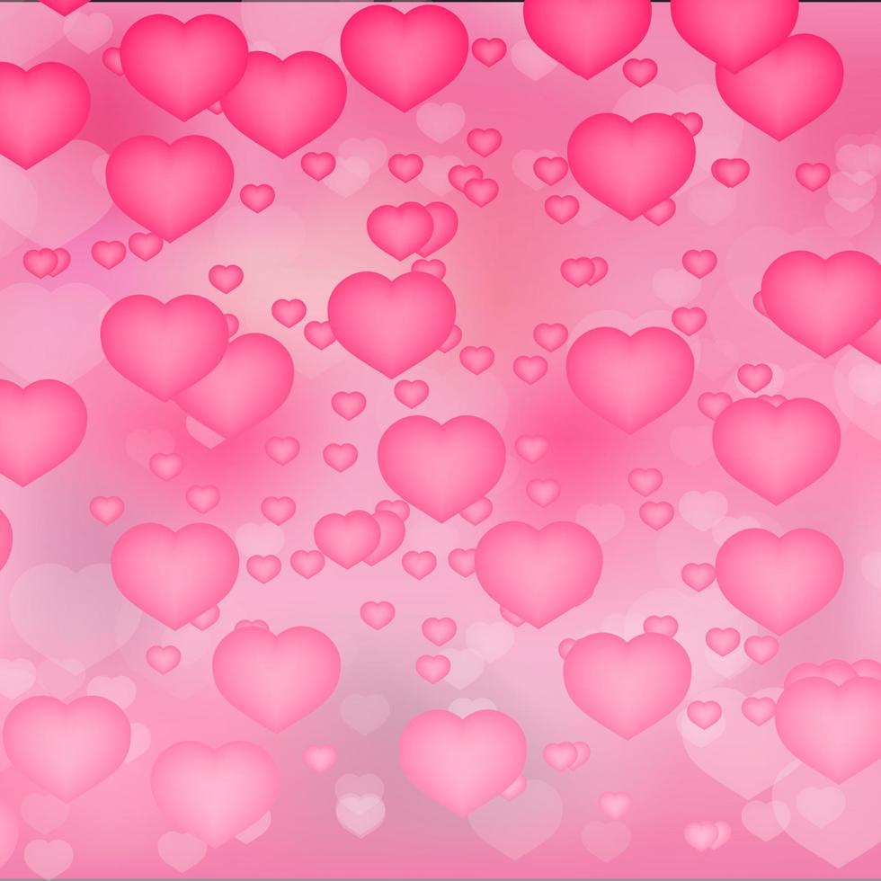 Fondo de confeti de corazones rosa suave. tarjeta de felicitación brillante del día de San Valentín. ilustración vectorial romántica. plantilla de diseño fácil de editar. vector