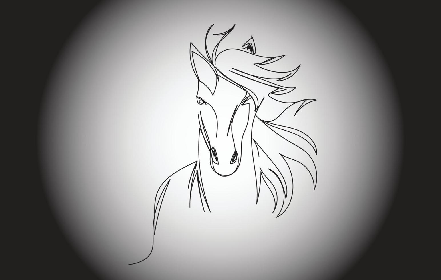 arte de línea de diseño de cabeza de caballo. vector