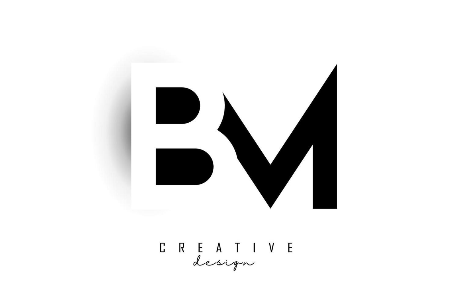 Letters BM Logo with black and white negative space design. Letters B and M with geometric typography. vector