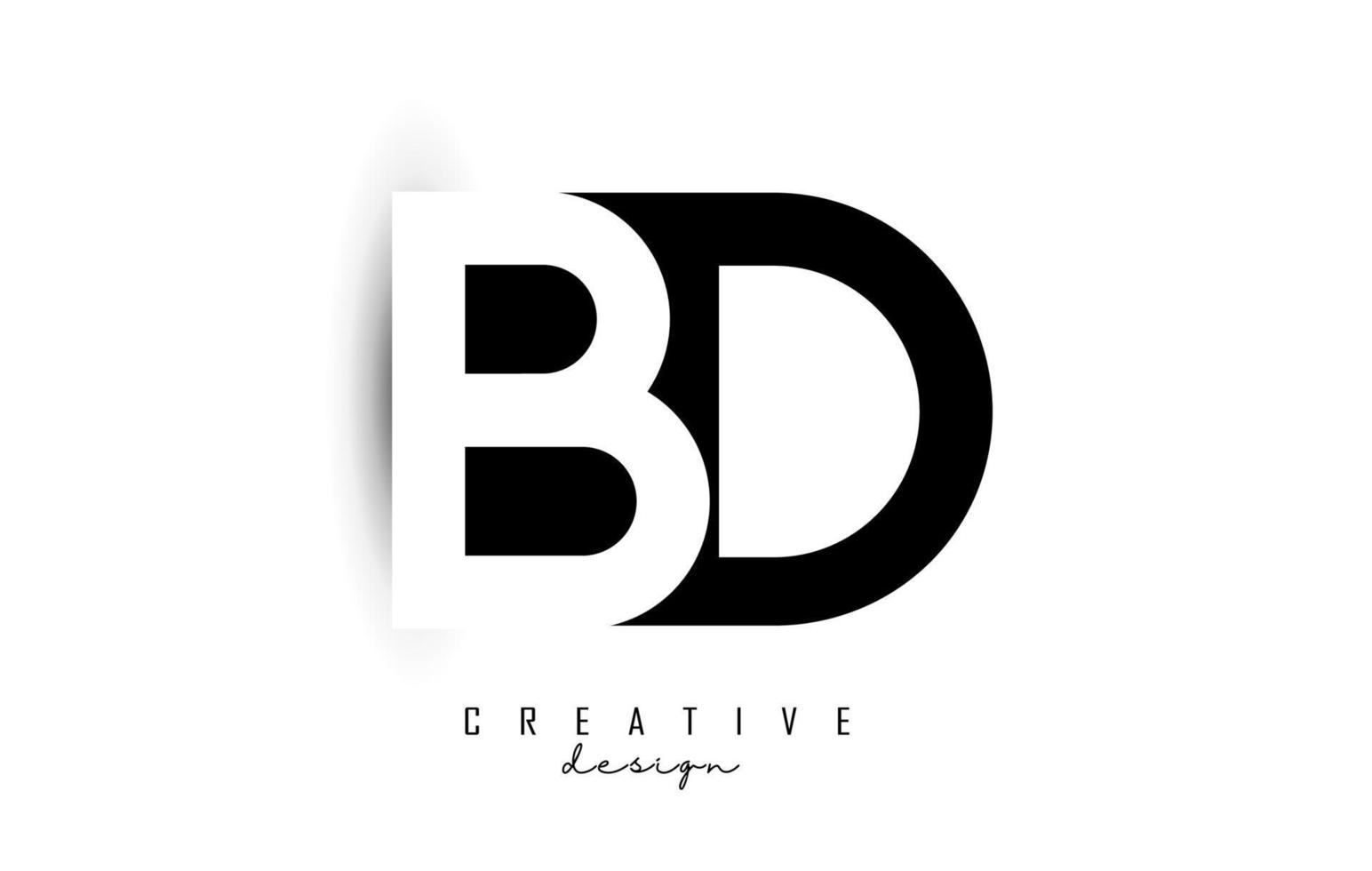 Letters BD Logo with black and white negative space design. Letters B and d with geometric typography. vector