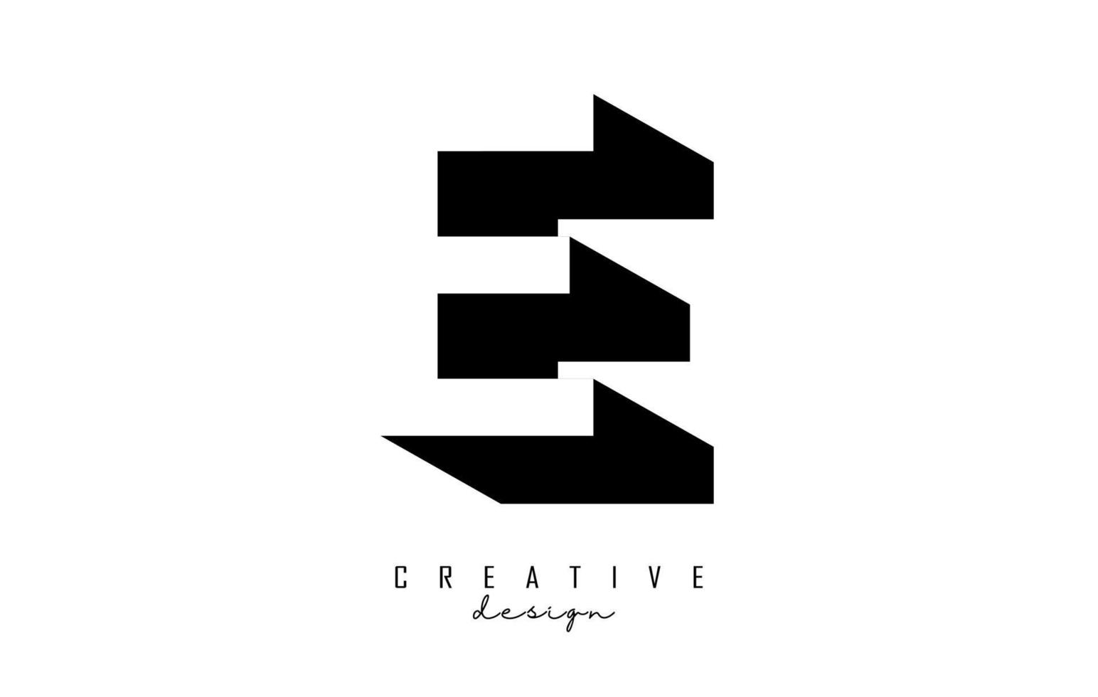 Double E letter Logo with negative space design. Letter E with geometric typography. vector