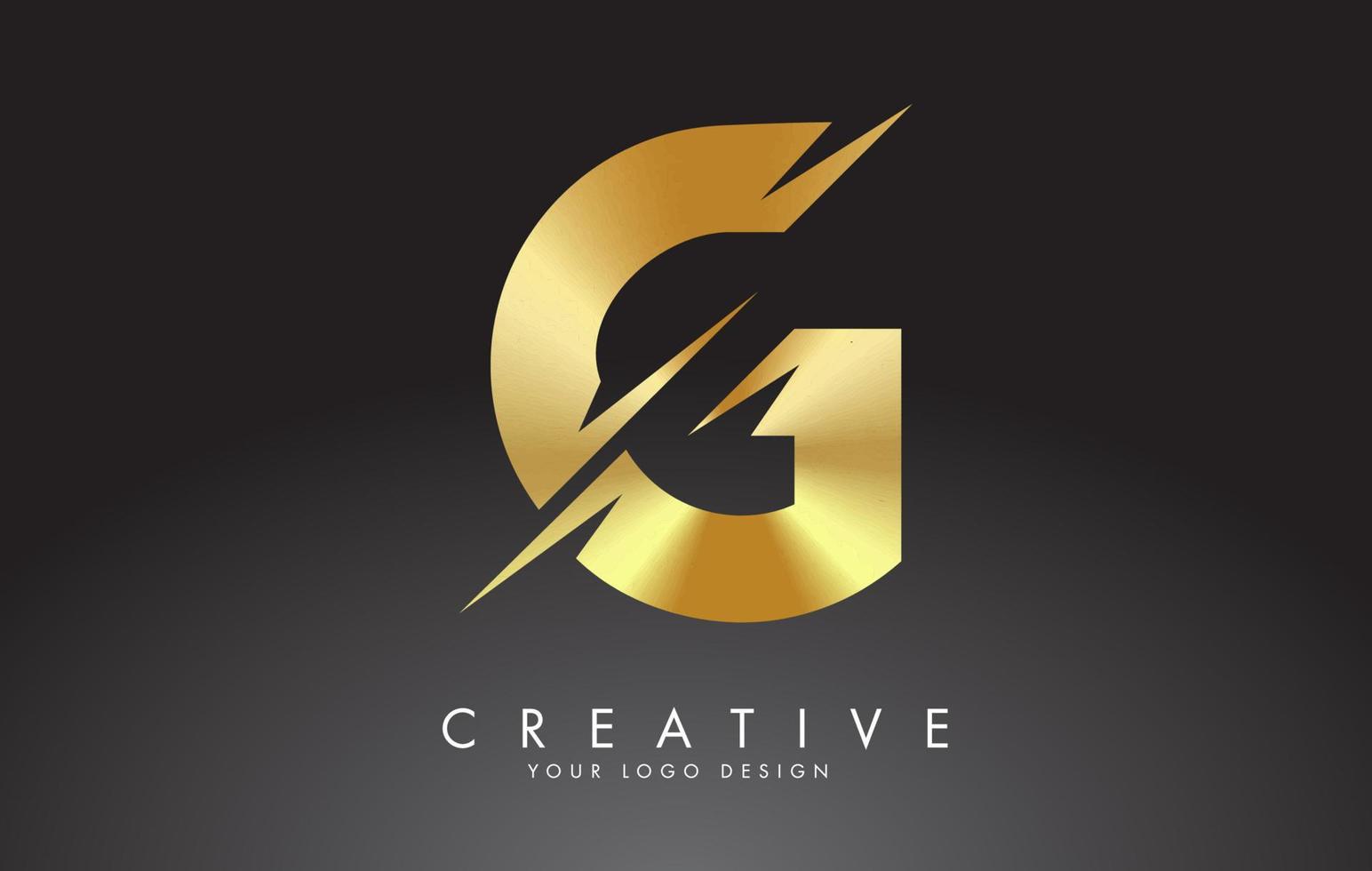 Golden G letter logo design with creative cuts. vector