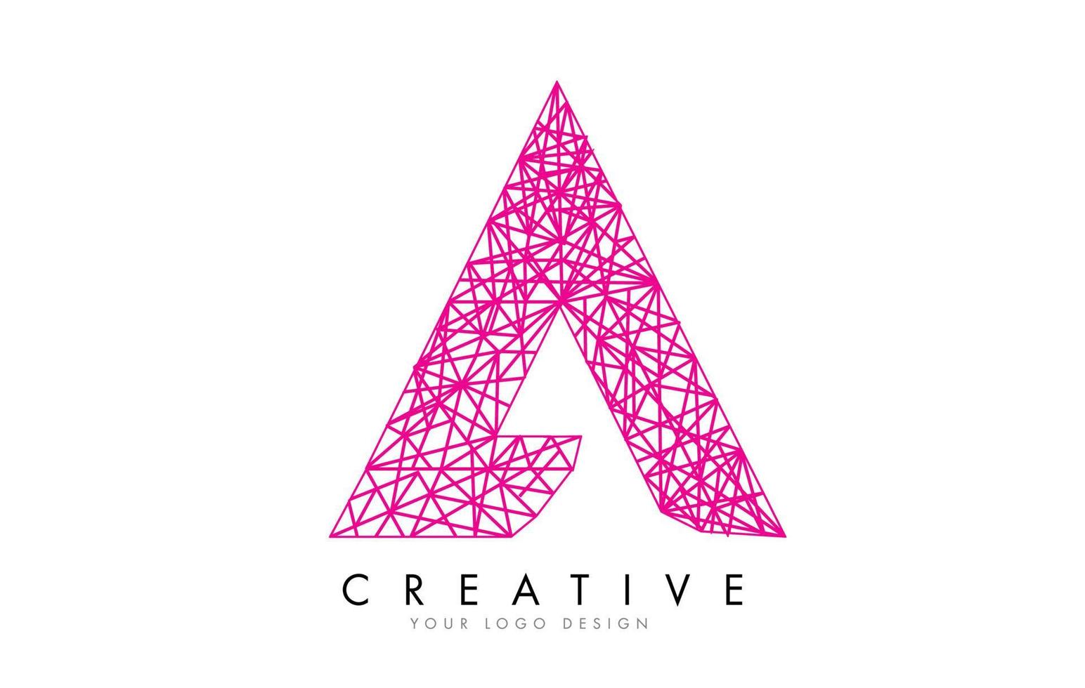 Sketched stylized Letter A with different Pink Lines Pattern Design. vector