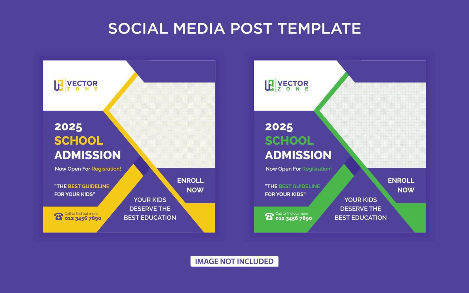School admission social media post template vector