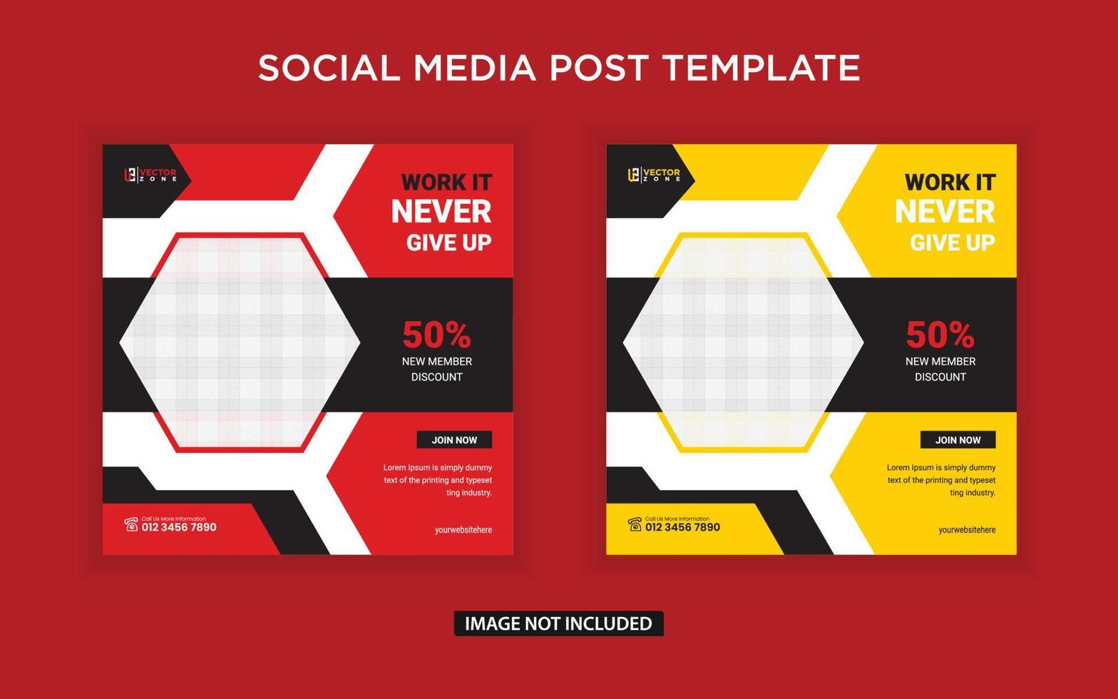 Gym social media post template vector