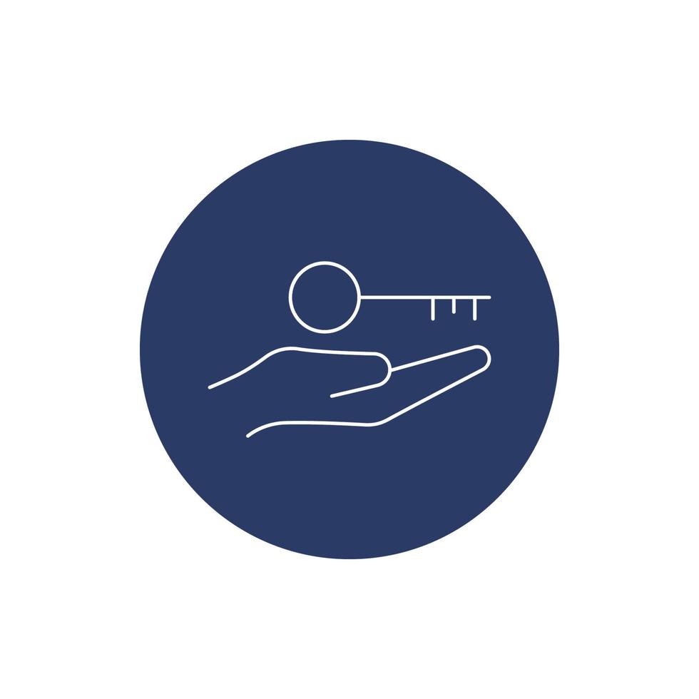 Home handover hand and key icon vector
