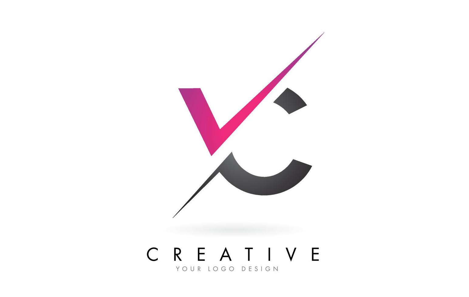 Logotipo de letra vc vc con diseño de bloques de color y corte creativo. vector